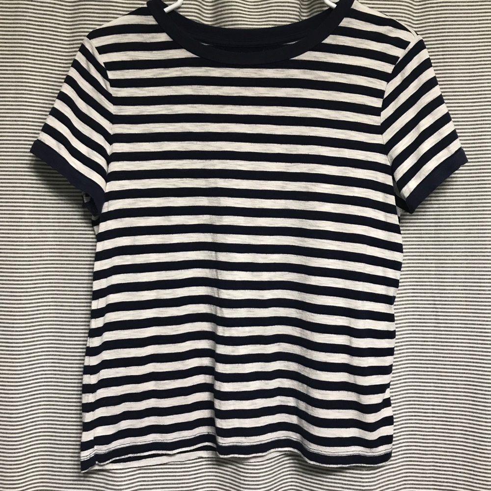 Aerie navy and white striped shirt
